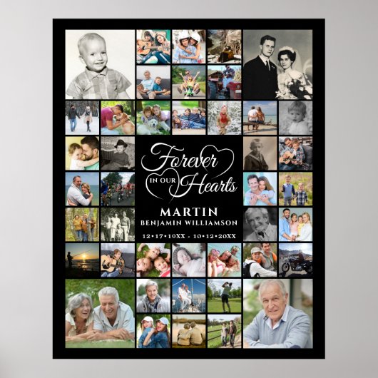 Memorial 42 Foto Collage FOREVER IN UNSEREM HERZEN Poster (Vorne)
