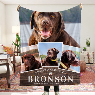 Memorial 4 Picture Collage Rustic Country Dog Fleecedecke