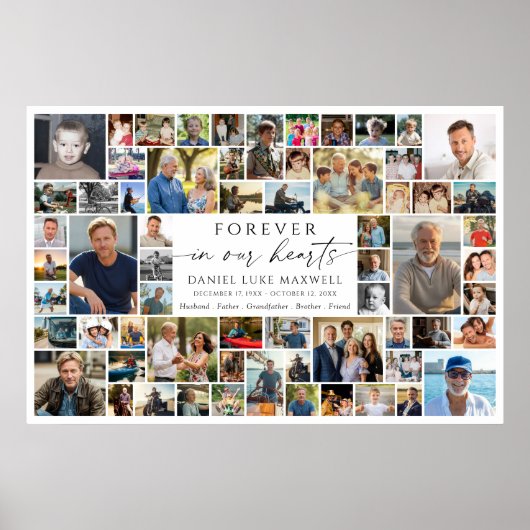 Memorial 64 Photo Collage Forever In Our Hearts Poster (Vorne)