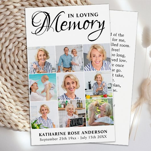 Memorial 9 Foto Collage Beerdigungskarten