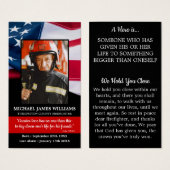 Memorial American Flag Gebetskarte des Feuerwehrma (Vorne & Hinten)