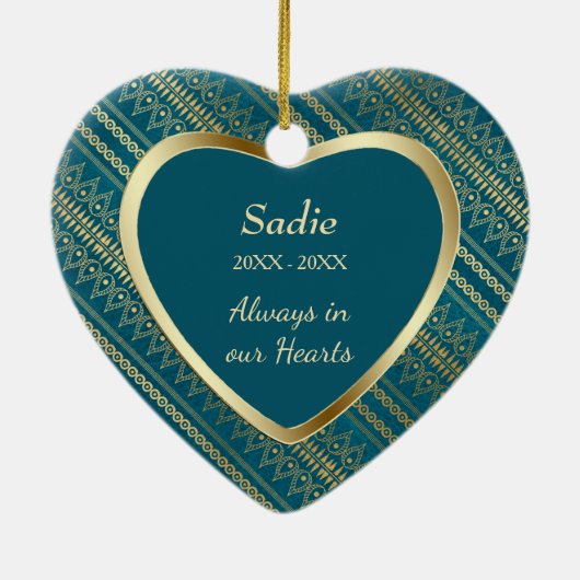 Memorial Azteken Herzknecht-Keepake Keramik Ornament (Hinten)