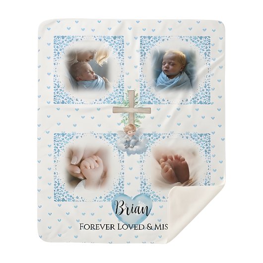 Memorial Baby Boy Foto Blanket Geschenk Sherpadecke