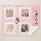 Memorial Baby Pink Foto Blanket Geschenk Sherpadecke (Vorderseite (Horizontal))