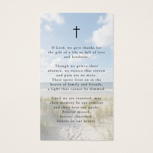 Memorial Beach Forever Hearts Photo Prayer Card (Rückseite)