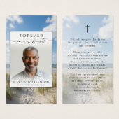 Memorial Beach Forever Hearts Photo Prayer Card (Vorne & Hinten)