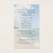 Memorial Beach In Loving Memory Photo Prayer Card (Rückseite)