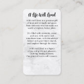 Memorial Beerdigal Prayer Card Foto Einfaches Marm Telefonnummerkarte (Rückseite)