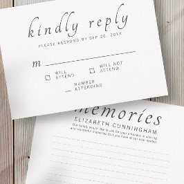 Memorial Beerdigung Classic Erinnerungen Kindly An RSVP Karte
