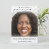 Memorial Beerdigung Foto Dankeschön Karte (Stehend Vorderseite)