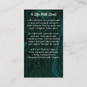 Memorial Beerdigung Gebet-Karte Foto Emerald Green Telefonnummerkarte (Rückseite)