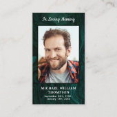 Memorial Beerdigung Gebet-Karte Foto Emerald Green Telefonnummerkarte (Vorderseite)