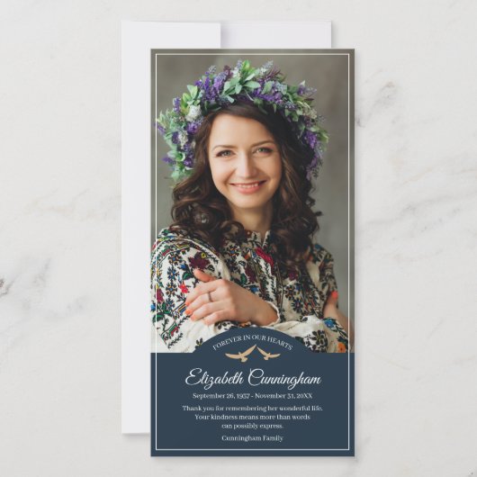 Memorial Beerdigung Monogram Birds Classic Foto Dankeskarte (Vorderseite)