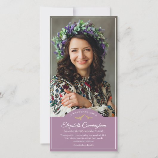 Memorial Beerdigung Monogram Birds Classic Foto Dankeskarte (Vorderseite)