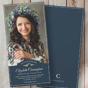 Memorial Beerdigung Monogram Birds Classic Foto Dankeskarte