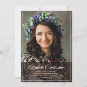 Memorial Beerdigung Monogram Modernes Classisches  Dankeskarte