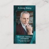 Memorial Beerdigungskarte Smaragdgrünes Foto Telefonnummerkarte (Vorderseite)