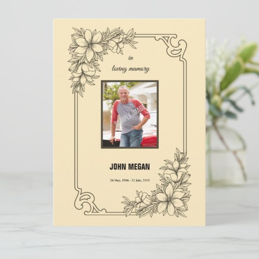 Memorial Beerdigungsvorlage Einladung (Stehend Vorderseite)