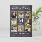 Memorial Beileid 8 Foto Collage Beerdigung Dankeskarte (Stehend Vorderseite)