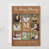 Memorial Beileid 8 Foto Collage Leder Beerdigung Dankeskarte (Vorderseite)