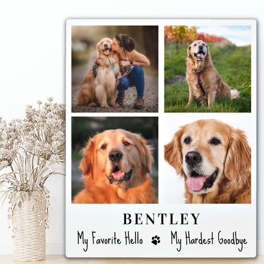 Memorial-Beileid Custom 4 Foto Collage Dog Fotoplatte