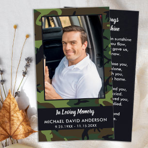 Memorial Beileid Foto Camouflage Beerdigung Gebets