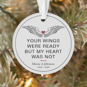 Memorial Beileid Foto Wings Heart Ornament