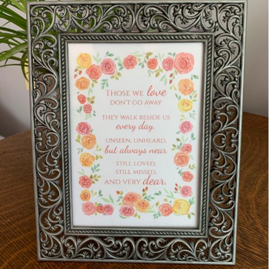 Memorial Beileid Gedicht mit Rose Framework