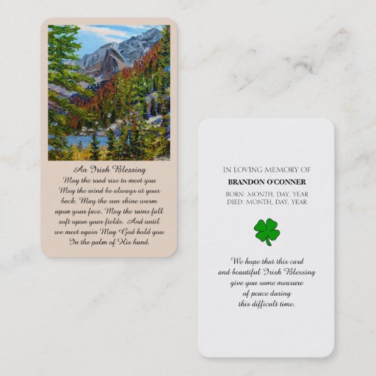 Memorial Beileid Irish Sessing Card Visitenkarte (Vorne/Hinten)