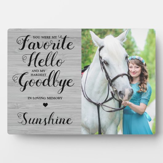 Memorial Beileid Personalisiertes Pferd Foto Fotoplatte (Vorderseite)