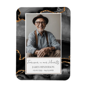 Memorial Black and Gold Foto Keepake Magnet