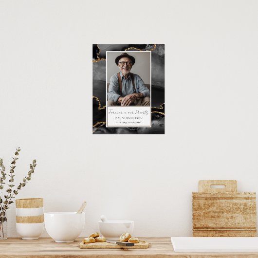Memorial Black and Gold Marble Foto Poster (Küche)