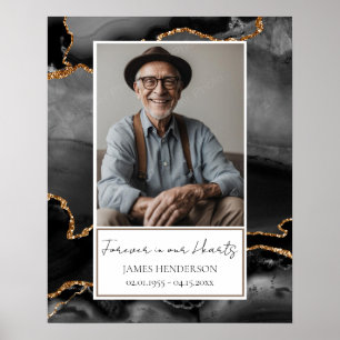 Memorial Black and Gold Marble Foto Poster