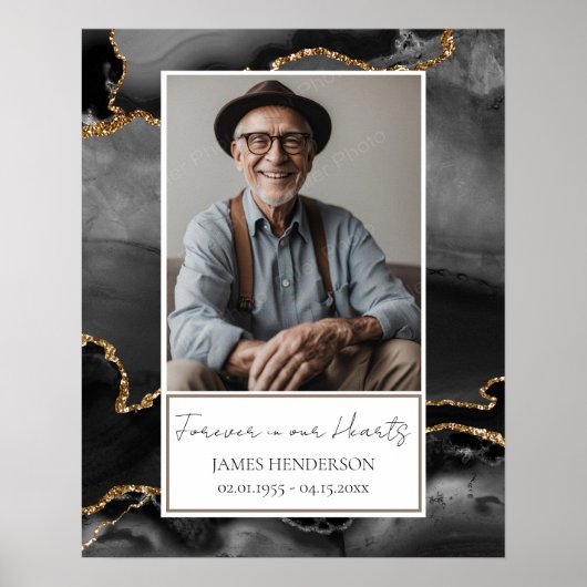 Memorial Black and Gold Marble Foto Poster (Vorne)