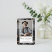 Memorial Black Gold Stone Foto Beerdigung Keepake Visitenkarte (Stehend Vorderseite)