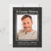 Memorial Black Leather mit Silver Foto Beileid Dankeskarte (Vorderseite)