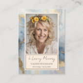 Memorial Blue and Gold Foto Beerdigung Keepake Visitenkarte (Vorderseite)