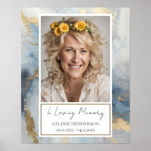 Memorial Blue and Gold Foto Begräbnisposte Poster