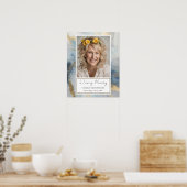 Memorial Blue and Gold Photo Funeral Welcome Poste Poster (Küche)