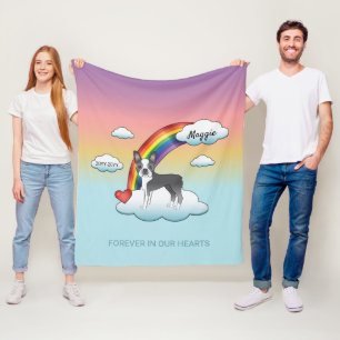 Memorial Blue and White Boston Terrier Rainbow Fleecedecke