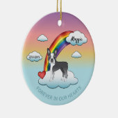 Memorial Blue and White Boston Terrier Rainbow Keramik Ornament (Rechts)
