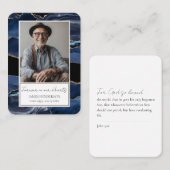 Memorial Blue Gold Stone Foto Beerdigung Keepake Visitenkarte (Vorne/Hinten)