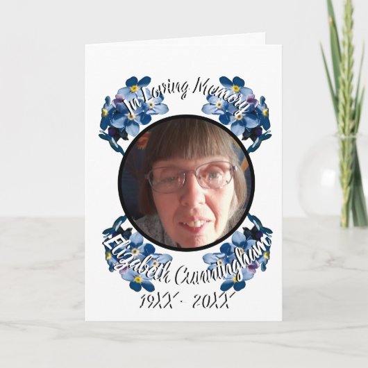 Memorial Blue Vergiss mich nicht das Blumenprogram Einladung (Vorderseite)