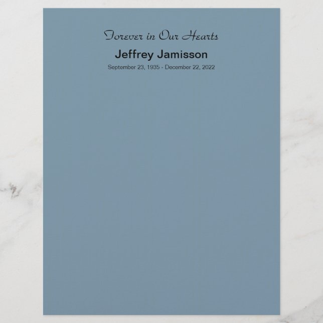 Memorial Book Filler Pages, Blue Gray (Vorderseite)