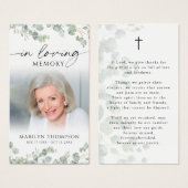 Memorial Botanical Loving Memory Photo Prayer Card (Vorne & Hinten)
