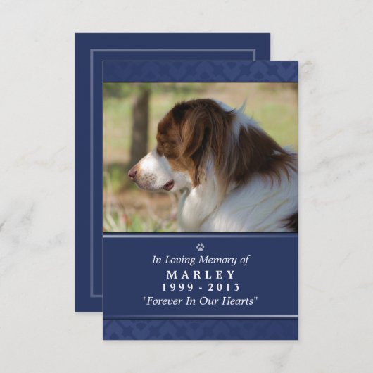 Memorial Card 3.5" x 5" - Navy Blue Foto Einladung (Vorne/Hinten)