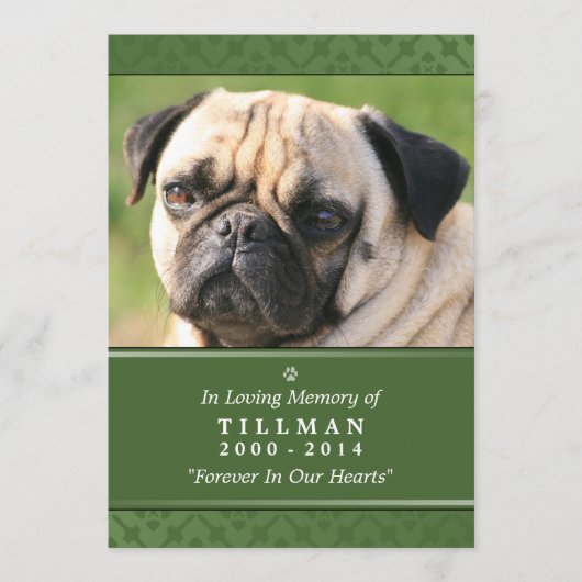 Memorial Card 5"x7" Grünes Foto - Männliche Hausti Programm (Vorderseite)