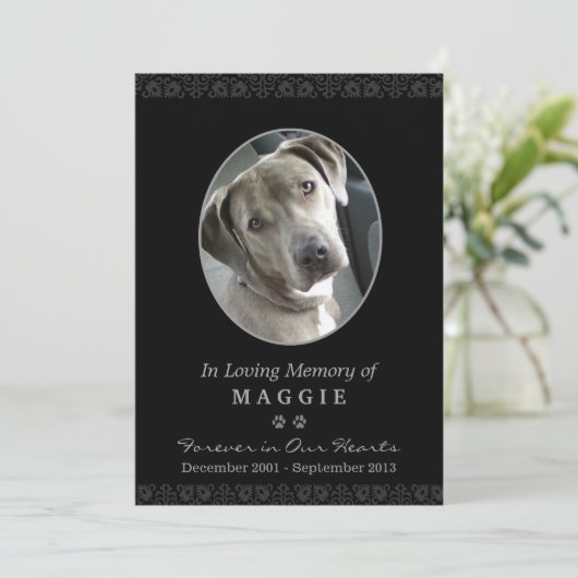 Memorial Card 5"x7" Schwarz-Oval-Foto Programm (Stehend Vorderseite)