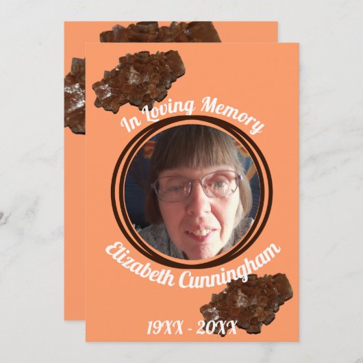 Memorial Card Aragonite Crystal Memory Foto Einladung (Vorne/Hinten)