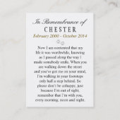 Memorial Card Light Blue Contents Gedicht Visitenkarte (Rückseite)